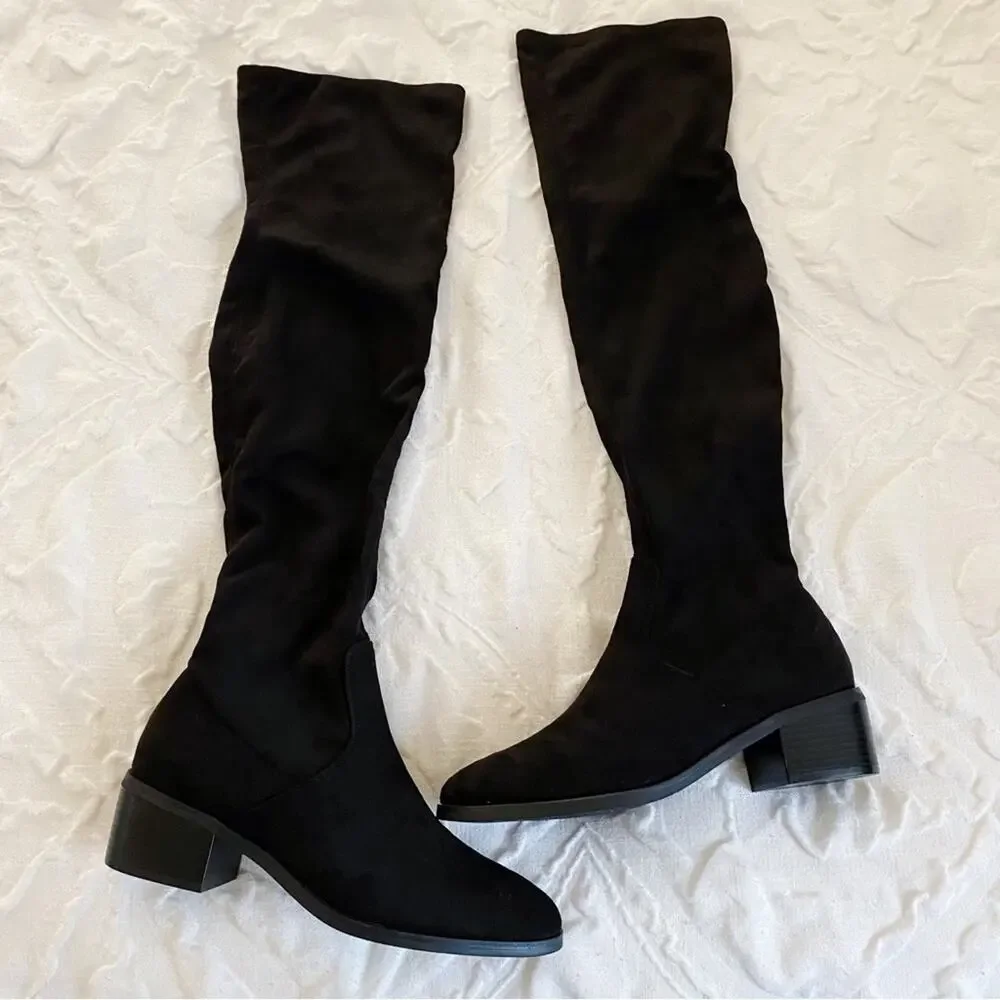 New York & Co Stacked Heel Over the Knee Boots Size 8